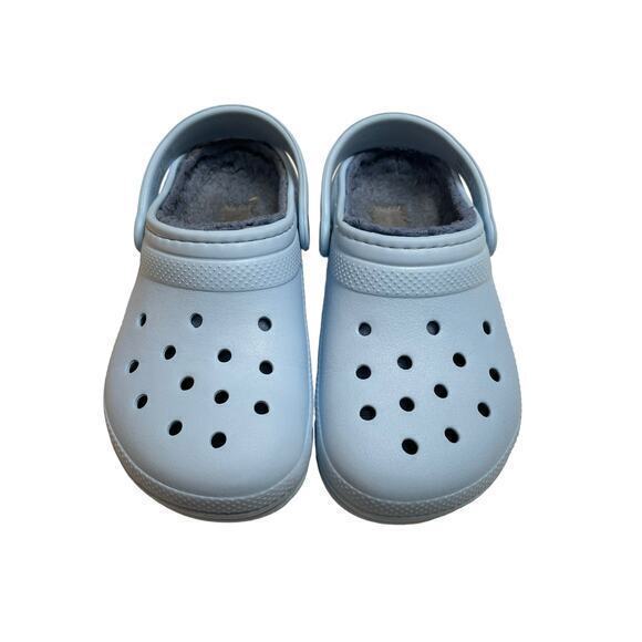 CROCS Girl 12 Boy 12 Fuzz Lined Clog, Light Baby‎ Blue Calcite Child 12 - Picture 3 of 10